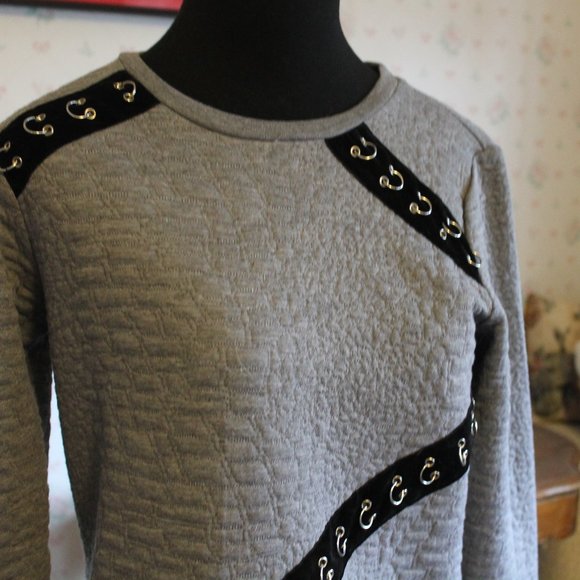 Mark by Avon Sweatshirt-Inspired Mini Dress with Hardware, Small - Picture 3 of 10